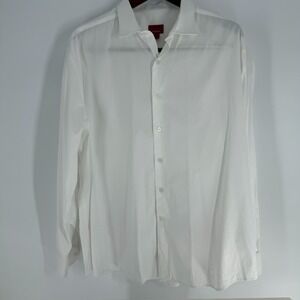Alfani Slim Fit Strech Classic Long Sleeve Button Up Shirt White Size XL (34-35)